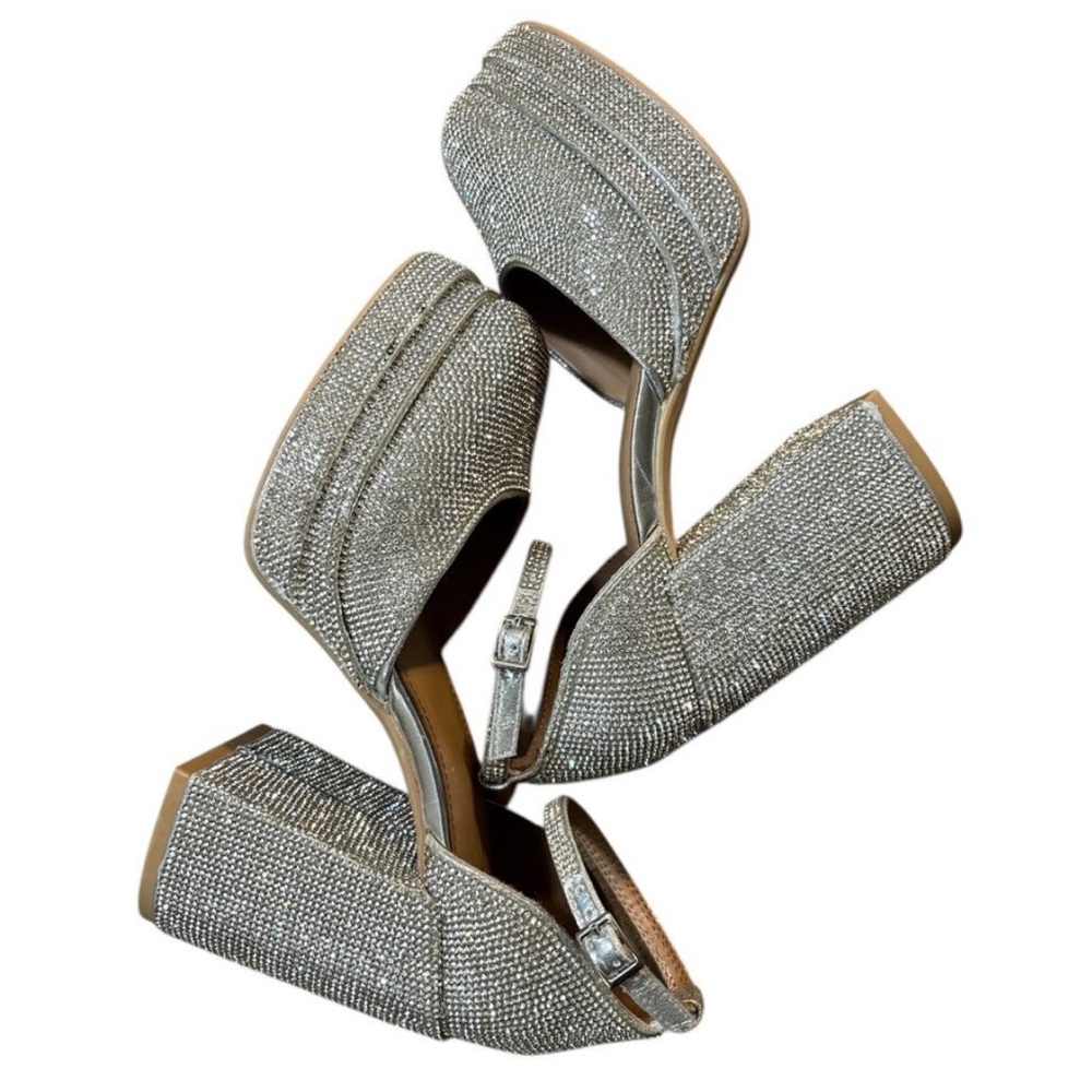 Wild Fable Pave Rhinestone Platform Ankle Strap Rounded Toe Heels - Picture 9 of 16
